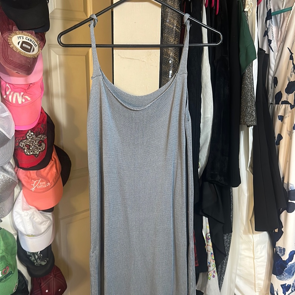 Gray blue knit cover up